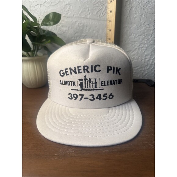 VTG Grain Elevator Generic PIK Almota Foam SnapBack Otto USA 1980s White Farm Ag - Picture 1 of 6
